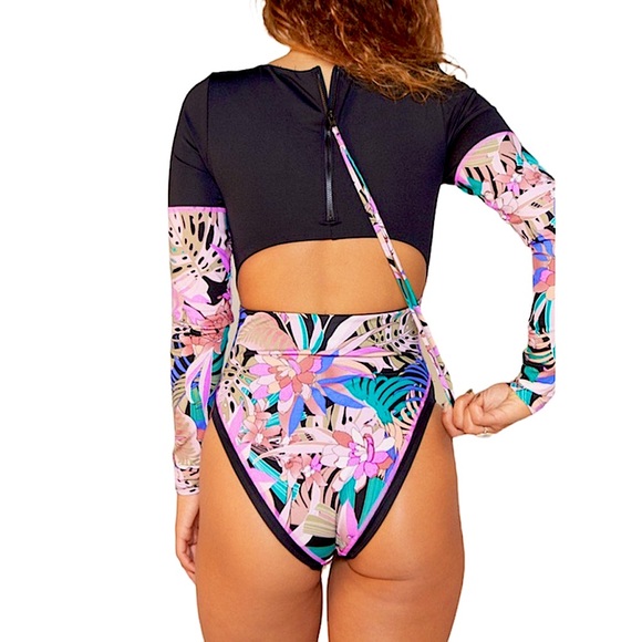 Hurley Max Palm Paradise Long Sleeve Rash Vest Bodysuit - Picture 5 of 15